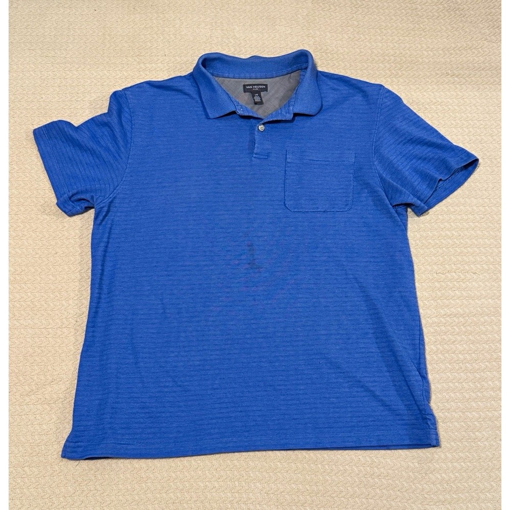 Van Heusen Flex Men's Blue Polo Shirt L Short Sleeve Pocket